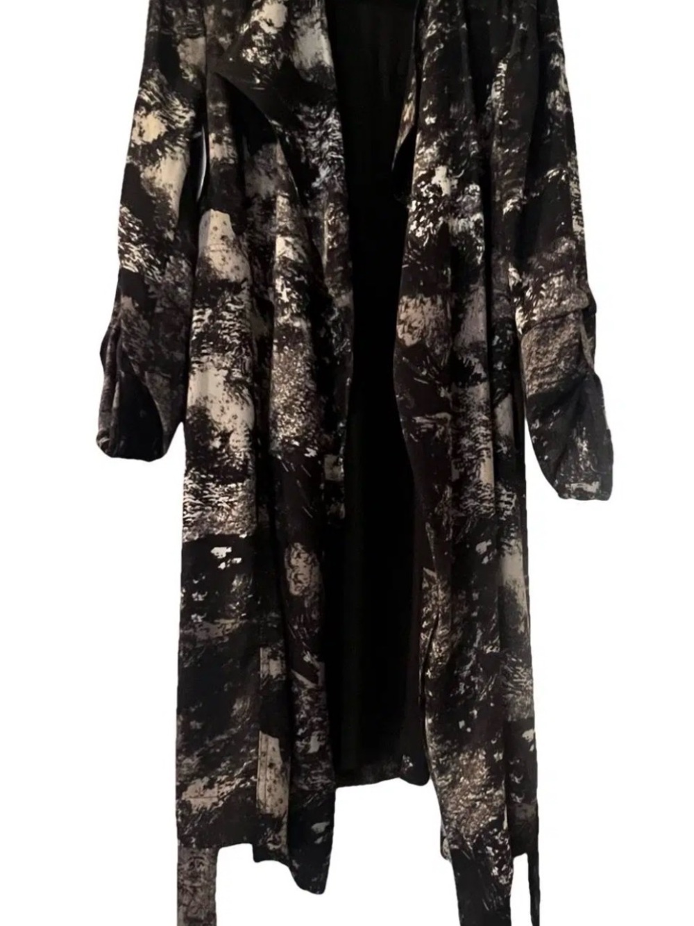 Babaton Black and White Abstract Print Trench Coat
